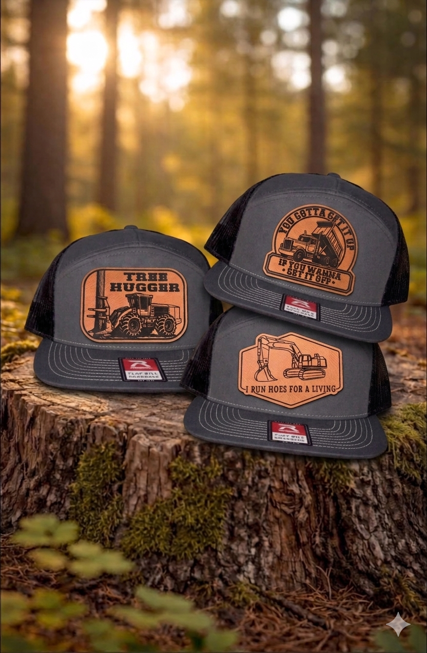 Heavy Equipment Leather Patch Hats