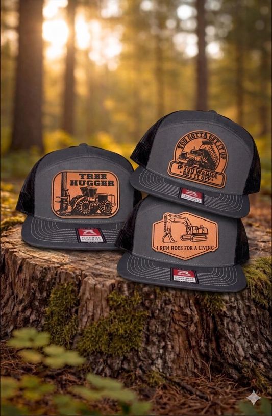 Heavy Equipment Leather Patch Hats