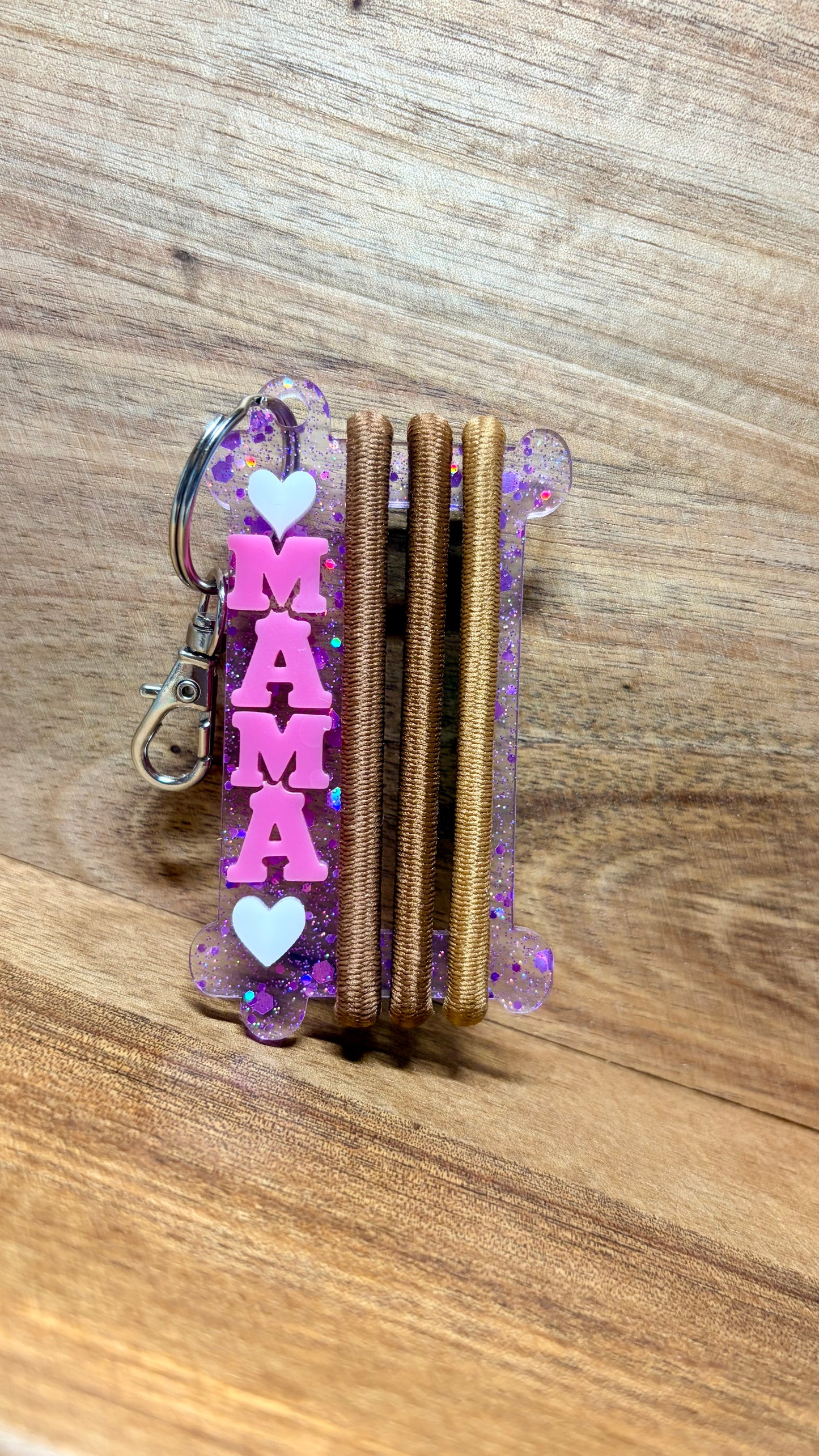 Personalized Acrylic Hair Tie Holder Keychain
