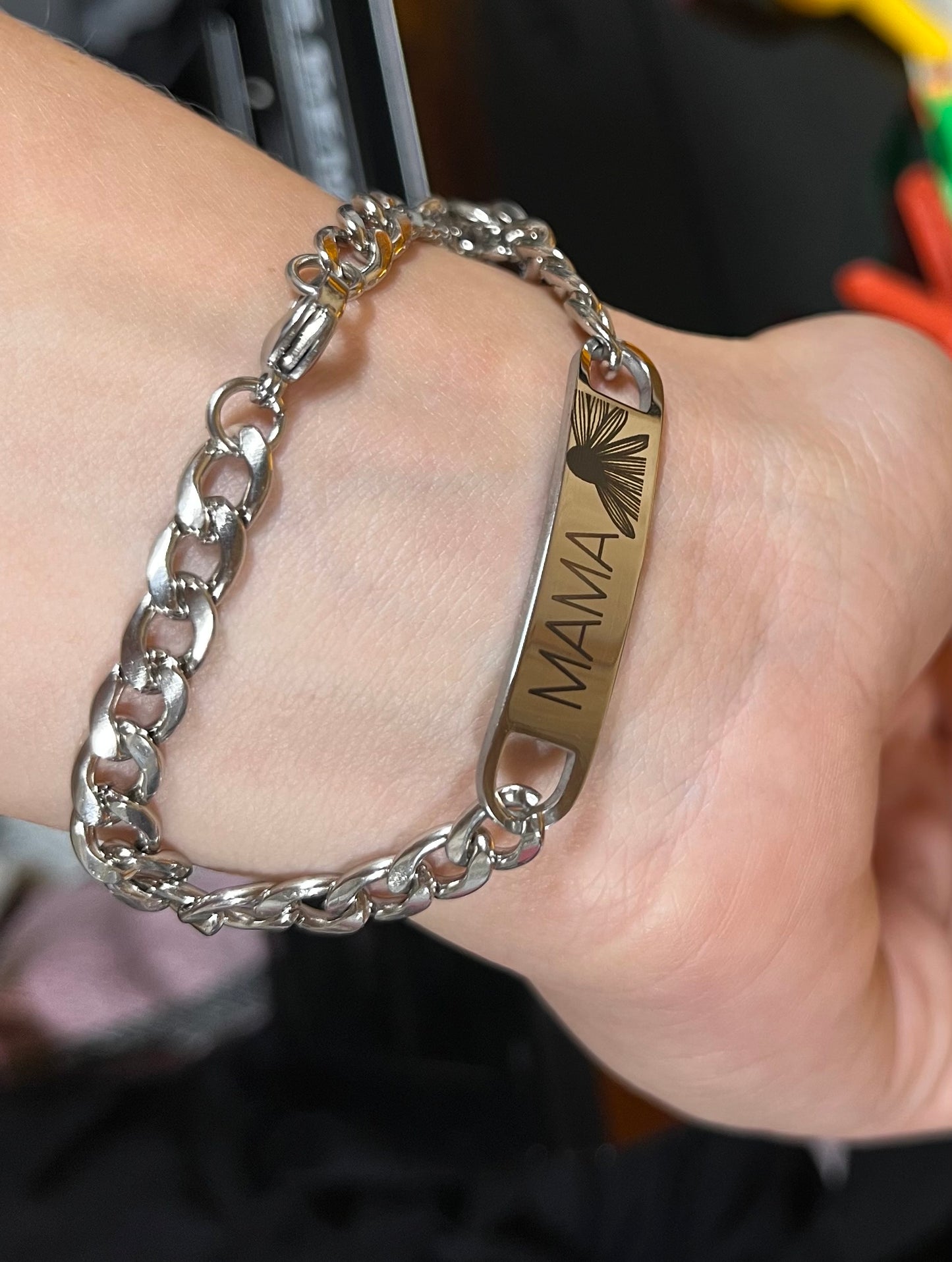 Engraved MAMA Sunflower Bracelet