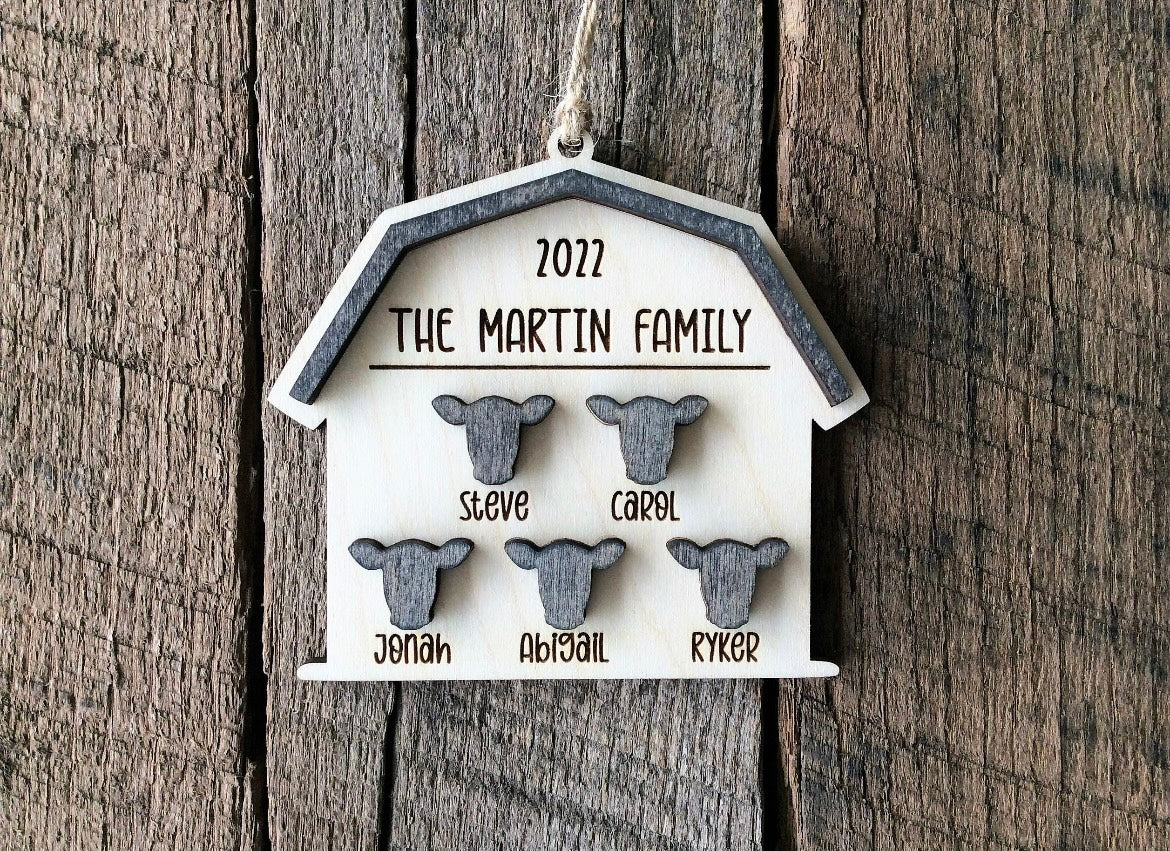 Personalized Barn Family Ornament