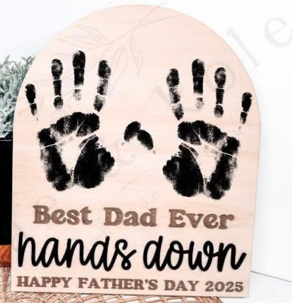 Personalized "Best Dad Ever Hands Down" Arched Wooden Sign